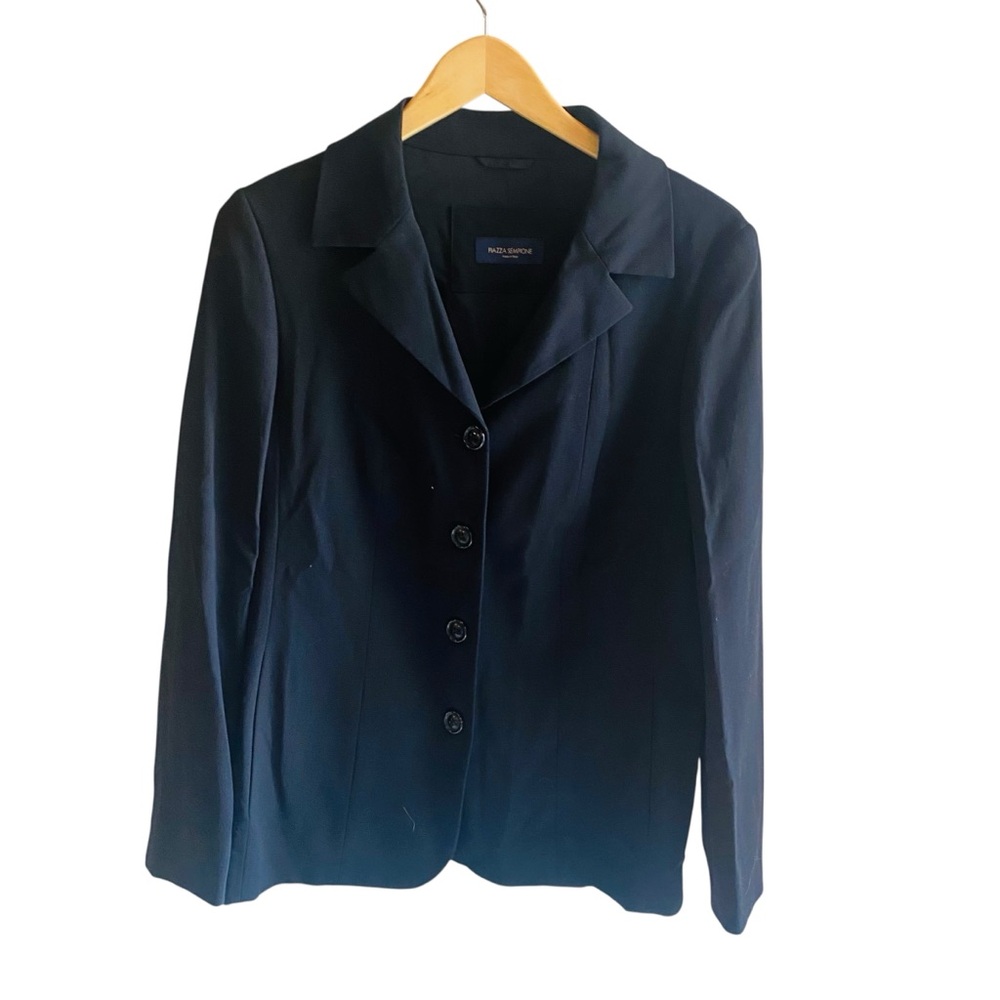 Piazza Sempione Womens Jacket Size 46 / large Black Solid Basic Long Sleeve Wool - Picture 2 of 8